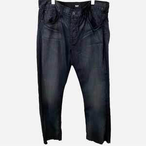 Hudson, Black Straight Leg Button Up Raw Hem Size 36 Denim Jeans